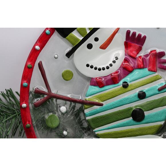 Lori Siebert SILVESTRI Art Glass Fusion 12" Snowman Plate - Picture 3 of 13